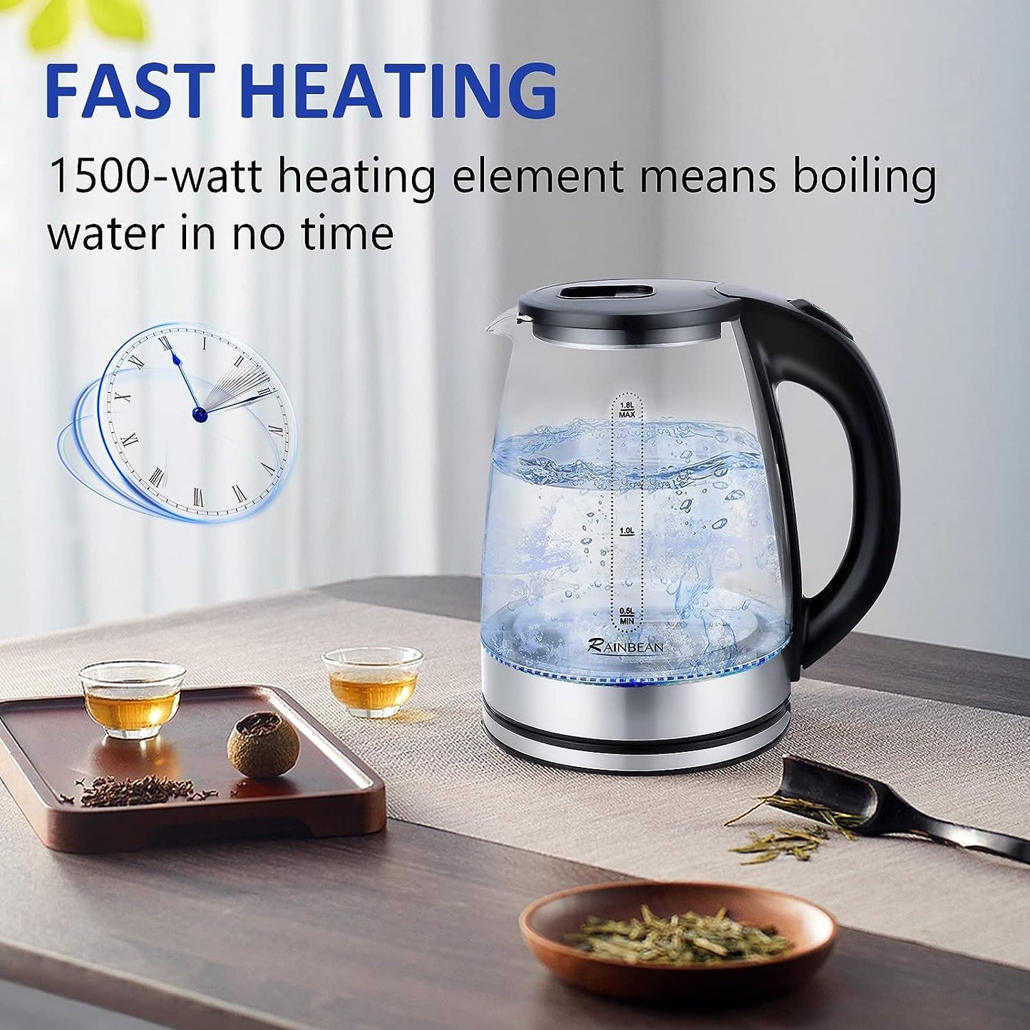 RainBean - Rapid Boiling Extra Large Electric Kettle