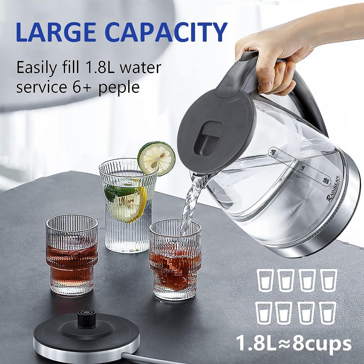 RainBean - Rapid Boiling Extra Large Electric Kettle