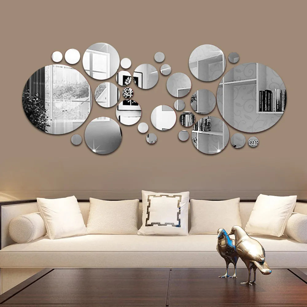 Reflective Elegance: 3D Mirror Wall Sticker Set