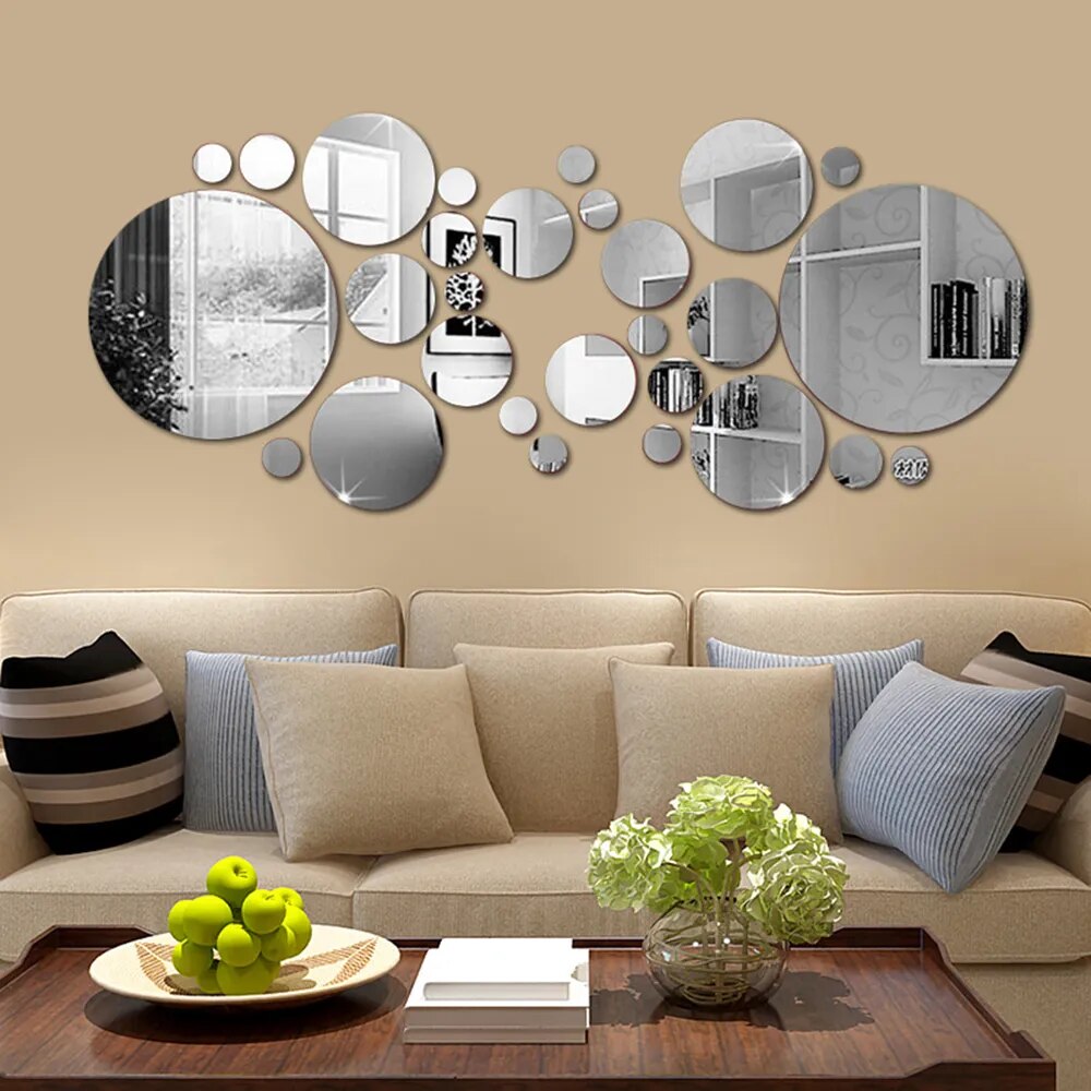 Reflective Elegance: 3D Mirror Wall Sticker Set