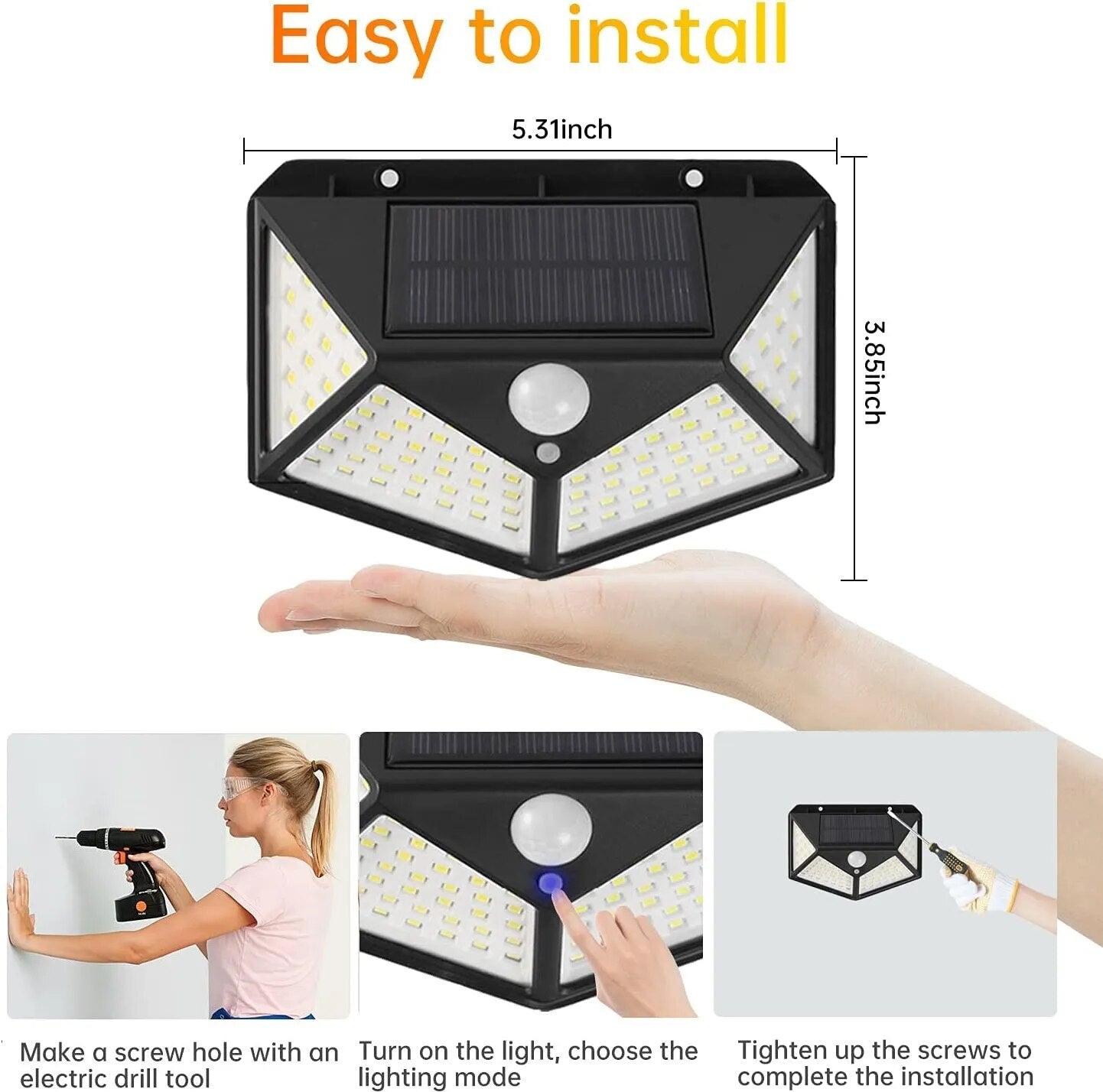 SolarGuard 100LED Outdoor Motion Sensor Wall Lights