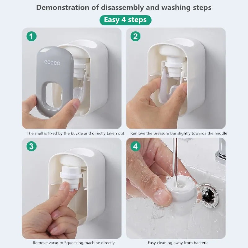 Automatic Toothpaste Dispenser & Toothbrush Holder