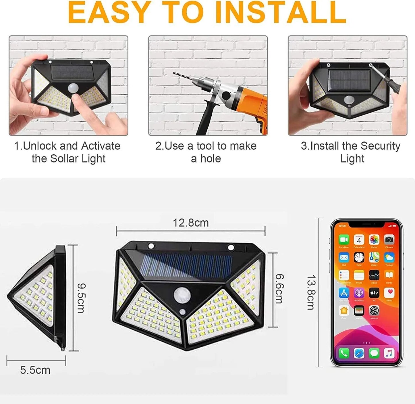 SolarGuard 100LED Outdoor Motion Sensor Wall Lights