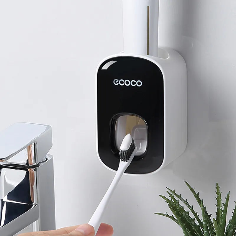 Automatic Toothpaste Dispenser & Toothbrush Holder