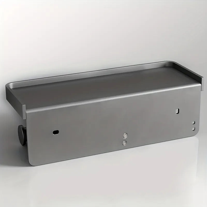 Aluminum Alloy Wall-Mounted Toilet Paper Holder with shelf.